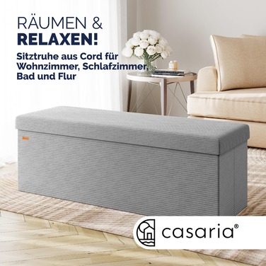 Складаний стілець-лавка сірого кольору з тканини Cord, 114x38x38 см, МДФ