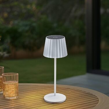 LED-лампа Lindby на акумуляторі з датчиком дотику, бездротова, портативна, для дому та саду, IP54, білий матовий