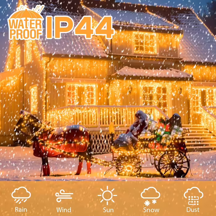Гірлянда Elegear 20 м 800 LED, тепле біле світло, вулична, льодові бурульки, захист IP44, з таймером, 8 режимів, для вікон, даху, балкона, саду, новорічна ілюмінація