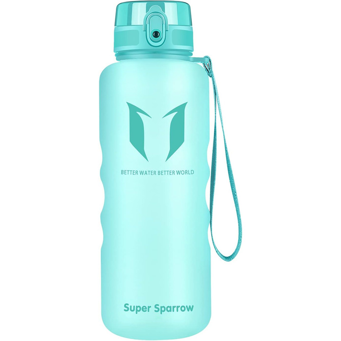 Пляшка для пиття Super Sparrow-пляшка для води об'ємом 1,5 л, герметична-спортивна пляшка без бісфенолу А / Школа, спорт, вода, велосипед (2-матова м'ята)