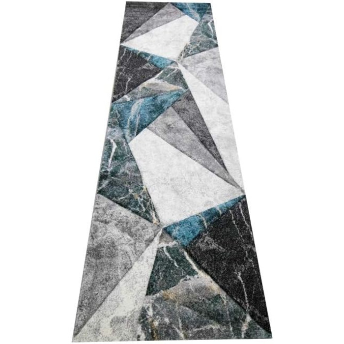 Сучасний килим з геометричним візерунком килимок для шафи або ліжка розміром 80x150 см (200 x 290 см, сіро-блакитний)