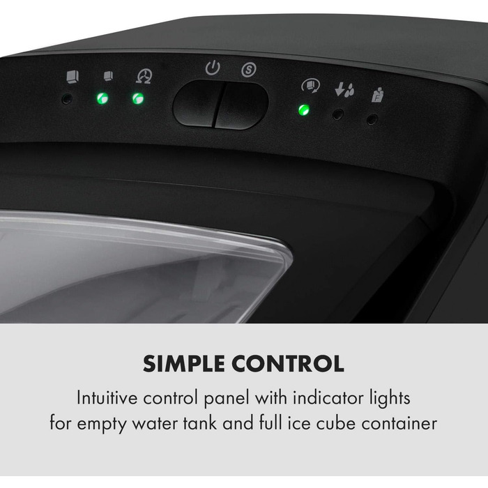 Машина для приготування льоду Klarstein Eiswürfelmaschine, 2.9 л, чорна, самоочищення