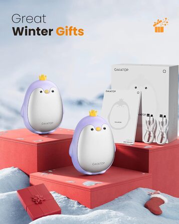 Електричні грілки для рук Gaiatop (2 шт) з 3 режимами нагріву, магнітні, портативні, багаторазові. Ідеальні для кемпінгу, піших прогулянок, полювання. Подарунок для жінок та чоловіків (фіолетові)