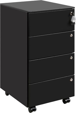 Роликовий контейнер HOMSTEEL з 3 замками, 4 шухлядами, для офісу та дому, білий (44 x 37 x 69.5 см)