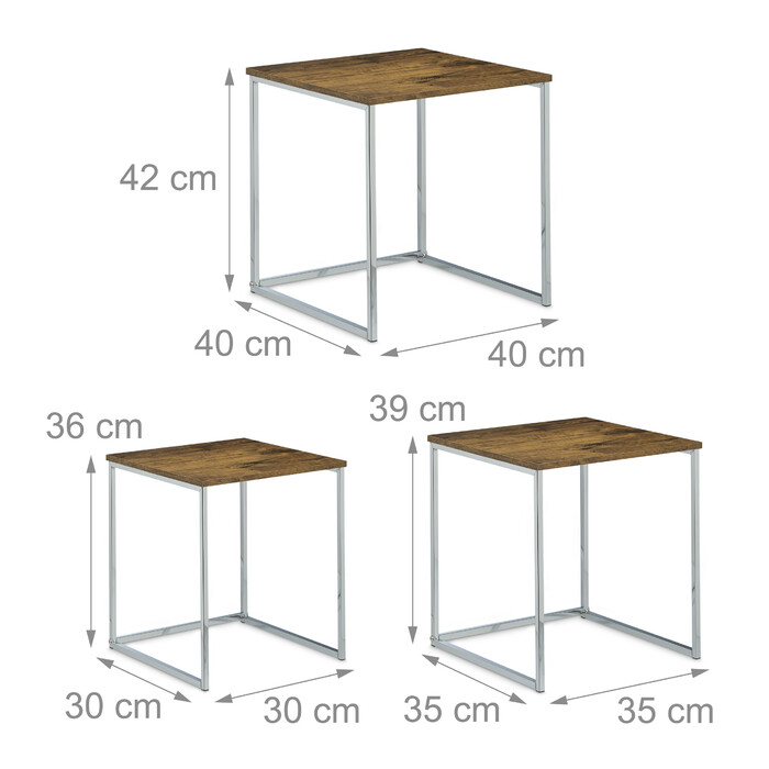 Relaxdays Side Tables Набір з 3 металевих ніжок