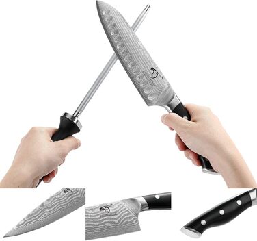 Набір ножів NANFANG BROTHERS 9 предметів з дамаської сталі, кухонний набір ножів для професійних кухарів, з ергономічною дерев'яною ручкою