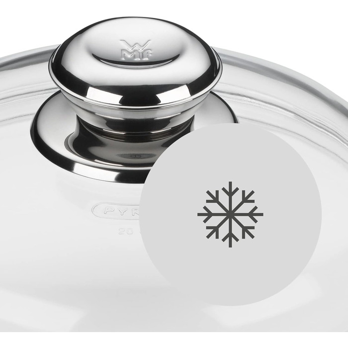 Скляна кришка для сковороди WMF 24 см, термостійке скло з металевим ручкою, підходить для посудомийки