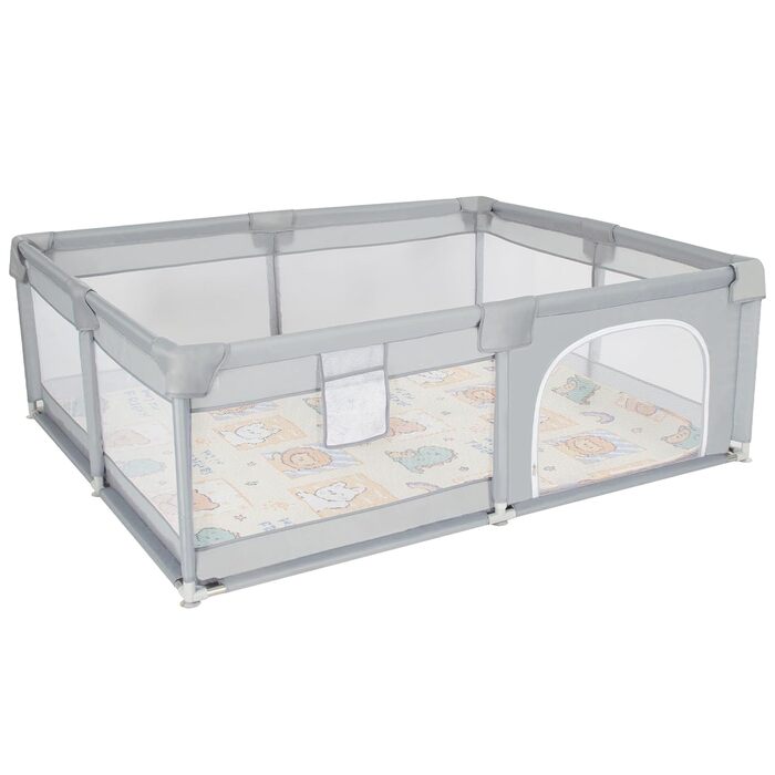 Манеж для немовлят Gupamiga 150x180x65 см з ігровим килимком, дихаючою сіткою та захисними бортиками, легкий монтаж і очищення
