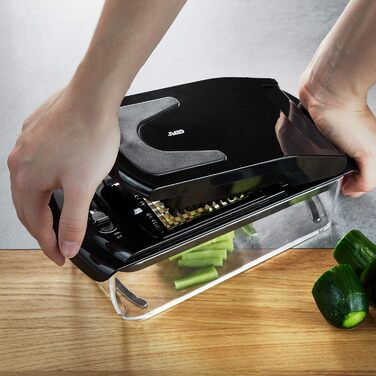 GEFU Треппо - багатофункціональний кухонний нарізчик для овочів, фруктів, сиру та салату (чорний)