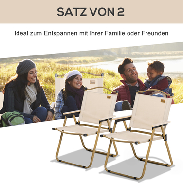 Кемпінгові стільці, 2 шт., пляжні, складні, сталевий каркас, 