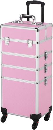Косметичка Yaheetech 4 в 1: великий органайзер для косметики, ювелірних виробів та інструментів перукаря (рожевий)