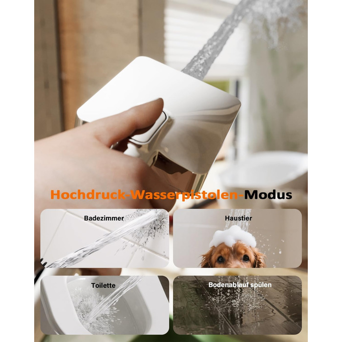 Фільтр для душу Cobbe з шлангом, високонапірна ручна лійка з 20-ступеневою фільтрацією, економна лійка з 6 режимами струменя, підвищення тиску, для жорсткої води (Q7.chrom)