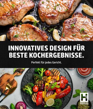 Сковорода HENSSELERS® 28 см - універсальна для всіх типів плит, антипригарне покриття у вигляді сот, індукційна, стійка до подряпин та порізів