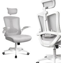 Офісне крісло HENGMEI, ергономічне крісло, ігрове крісло, регульоване по висоті, з поперековою підтримкою, підлокітниками, 150 кг, тип B сірий