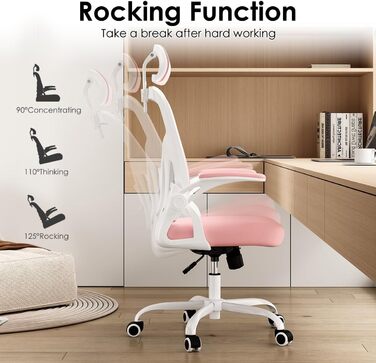 Ергономічне крісло Farini з підлокітниками для офісу та дому, з роликами та підголівником (світлороже)