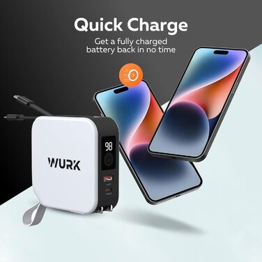 В-1 PowerPack Power Bank, Бездротовий зарядний пристрій, Travel Plug, 10 000 мАг, Швидка зарядка, 5-