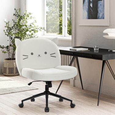 Офісний стілець IWMH без підлокітників, регульований по висоті, поворотний з роликами, з тканинним сидінням, ергономічний, крісло для читання з широким сидінням для позиції