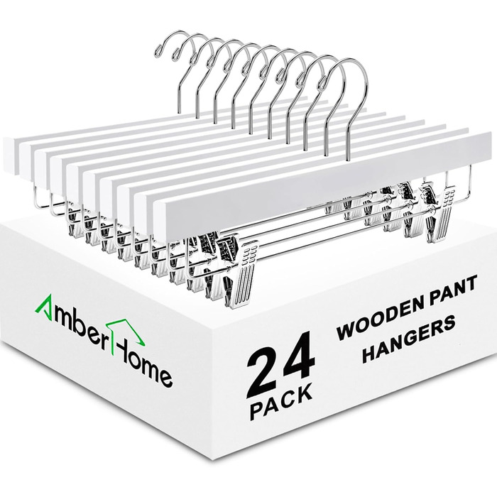 Дерев'яні вішалки для штанів та спідниць Amber Home з золотими кліпсами (24 шт.)