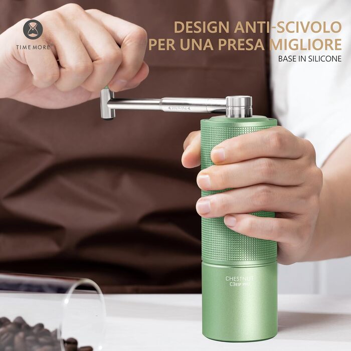 Ручна кавомолка TIMEMORE Chestnut C3 ESP PRO, зелена - для еспресо та френч-прес