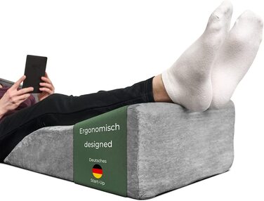 Подушка для ніг та колін, підняття ніг, валика для ніг, клиновий килимок, підтримка ніг та колін, ідеально для лімфодренажу та венозної недостатності, сірий, середній розмір