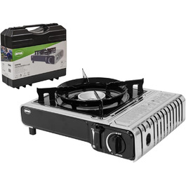 Газовий балонний пальник Amig CAMP01 з 1 конфоркою, вбудованим вітрозахистом та нержавіючою сталею, 2.2 кВт, сумісний з картриджами B-250