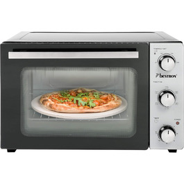 Міні-піч Bestron AOV31PS 31 л з обертальним шампуром та каменем для піци, 1500 Вт, нержавіюча сталь