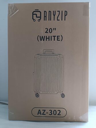 Жорсткий чохол для ручної поклажі AnyZip, алюмінієва рама, 4 колеса, замок TSA, білий, M-20inch