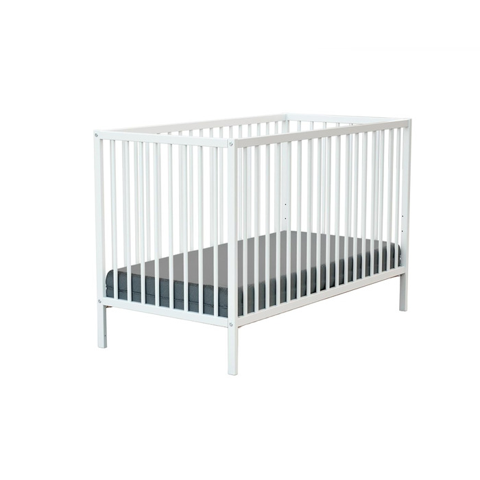 Дитяче ліжко Webaby з натурального буку 60x120 см, збірне, з регульованим дном та бортиками | Від народження | Комфортний сон