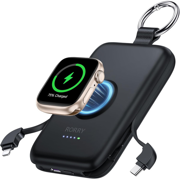 З кабелями, брелоком, сумісний з iPhone та Apple Watch, 10000mAh PD 20W