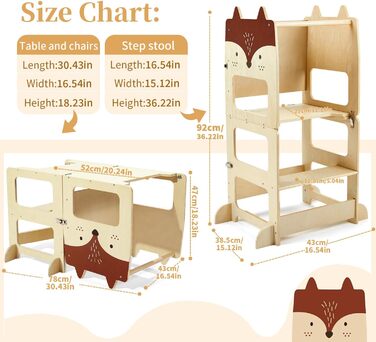 Стілець-лесенка для дітей Labebe Montessori, 3 в 1, з дошками для повідомлень, 92 x 38.5 x 42 см