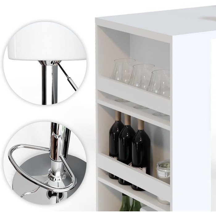 Набір барний стіл та табурети Vicco Bartisch-Set, 117 x 57 см, 2 табурети (білий)