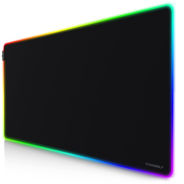 TITANWOLF XXXL RGB килимок для миші – 1200 x 600 мм, LED, 7 кольорів, 4 режими, для геймінгу, гумова основа, миється