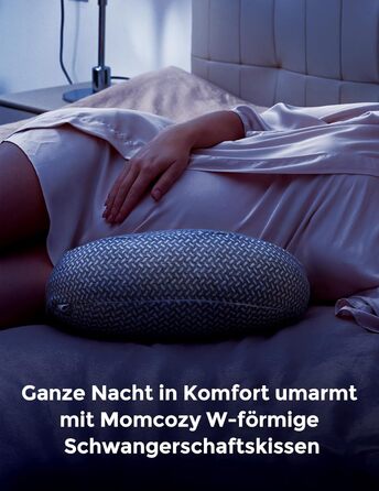 Вагітний подушка Momcozy з кристанового велюру U-подібної форми - подушка для вагітних для сну на боці (145см) - для полегшення болю в спині та попереку (Темно-сірий, W-подібний)