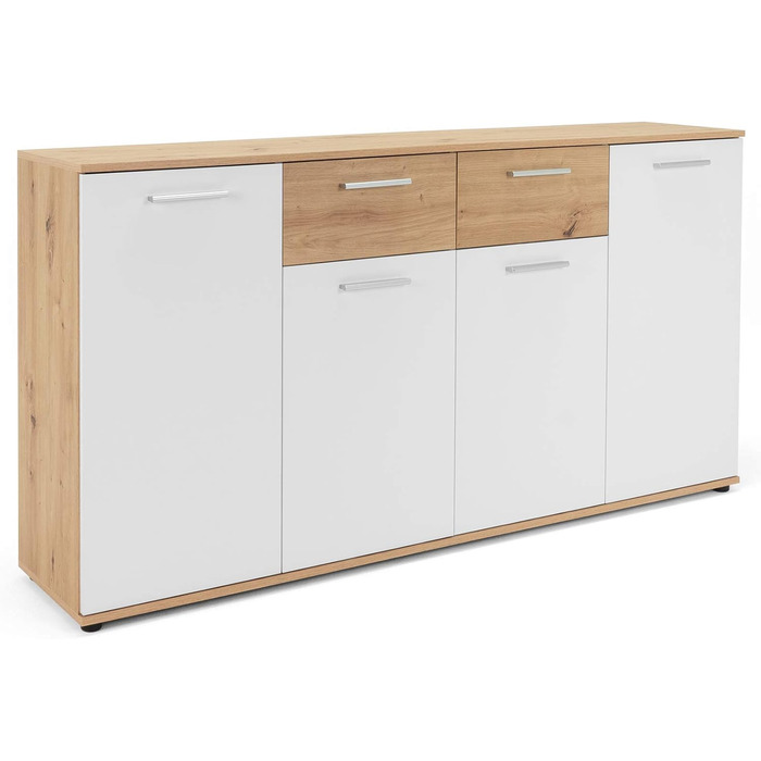 Сервант Jacklin Sonoma Oak/White - 160x85x35 см - Комод з великою кількістю місця для зберігання під житлову зону