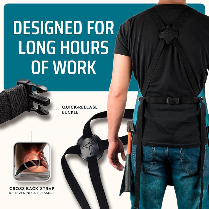 Фартух кухонний Asaya для жінок та чоловіків з рушником та відкривачем для пляшок – 284 мл, канва (синій / зелений)