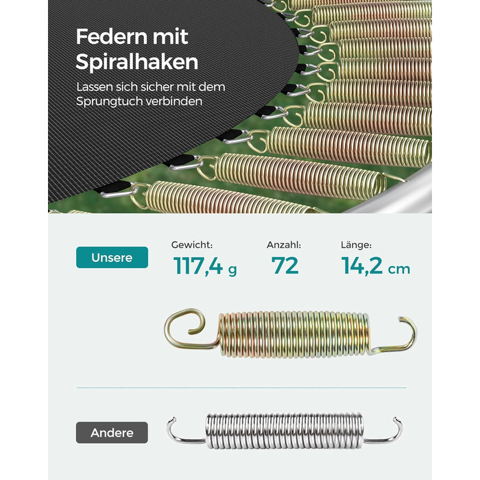 Батут SONGMICS садовий Ø366 см з захисною сіткою та драбиною, чорно-зелений