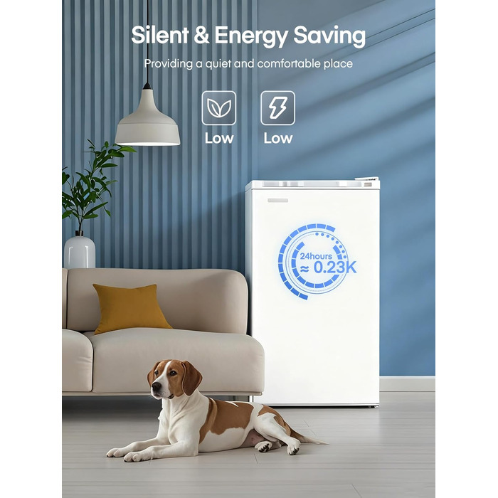 Компактний холодильник FOHERE на 90л з морозильною камерою, регулюванням температури (7 рівнів) та відділенням для овочів, білий