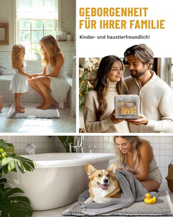 Набір килимків для ванної кімнати, антиковзні килимки, килимок для ванної кімнати (2 шт), стиль бохо, для ванної, спальні, вітальні, прання, душ, декор, 51 x 120 см + 41 x 61 см, коричнево-білий (сіро-білий)