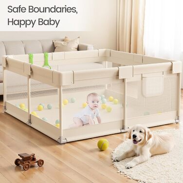 Дитячий ігровий майданчик Laufstall Baby 120x120 см - безпечний дитячий парканчик для малюків та дітей, 120x120 см (Бежевий)