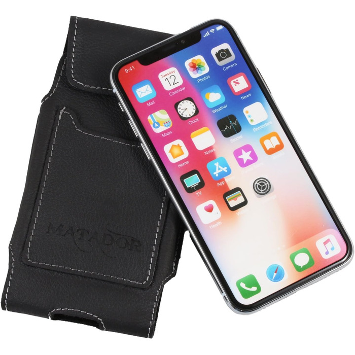 Шкіряний чохол MATADOR Чохол для телефону Поясний чохол, сумісний з iPhone X/XS /11 PRO (Antique Brown) (Crazy Black)