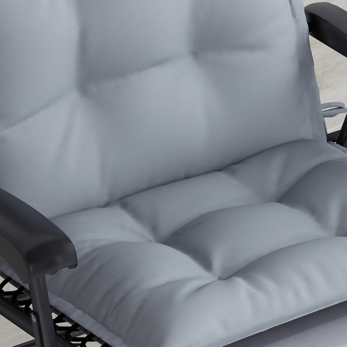 Набір з 2 подушок для шезлонга, водовідштовхувальні, розміром 50x116x5 см, світло-сірого кольору. Підходить для садовиків та інших лежаків.