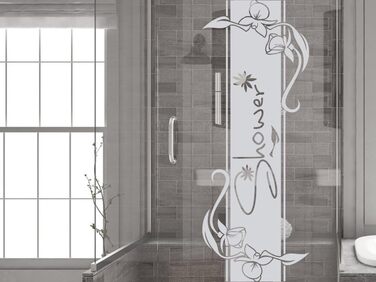 ЗДепідписати вікно тату душ з квітами, наклейка на вікно для ванної кімнати, фольга для душової кабіни / (105x40см)