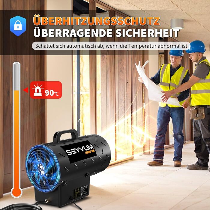 Газова теплова гармата для приміщень 15 кВт, 320 м³/год, з газовим шлангом 1,4 м, 700 мбар