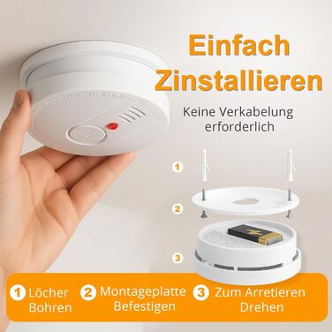 Датчики диму для дому та офісу з фотоелектричним сенсором на 10 років, оптичний детектор диму на батарейці, 2 шт. (4 шт. з батарейкою, 1902-4PCS)