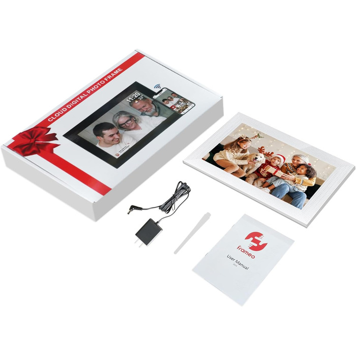 Frameo Цифровий фоторамка 10.1 дюйма з Wi-Fi, HD сенсорний екран, 16GB пам'яті, автоматичне обертання, підтримка фото та відео, настінний монтаж