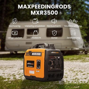 Інверторний генератор maXpeedingrods 3300W: тихий, портативний, для кемпінгу та подорожей, з USB та 230V, 4-тактний, бензиновий