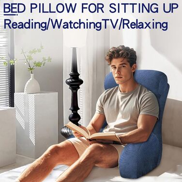 Підголівник для ліжка з підлокітниками Tinuniyaa, великий, для читання, роботи, перегляду телевізора, ігор та відпочинку. Підходить для людей вище 163 см.