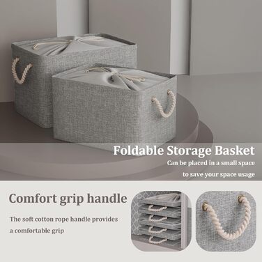 OUTBROS Коробки для зберігання (3 шт.) сірі, 33 x 23 x 20 см, тканинні, з шнурком та ручкою, складні