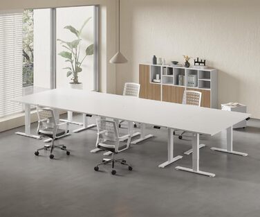 Регульований стіл Homall 200x80 см з USB-портом, електропривод, органайзер для кабелів, пам'ять положень, білий комп'ютерний стіл