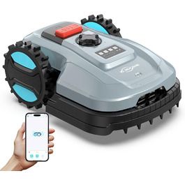 Робот-газонокосарка YARDCARE E400 з шириною скошування 18 см, керуванням через додаток, для газонів до 400 м², сенсором дощу, висотою скошування 20-60 мм, рівнем шуму менше 60 дБ, водозахистом IPX5